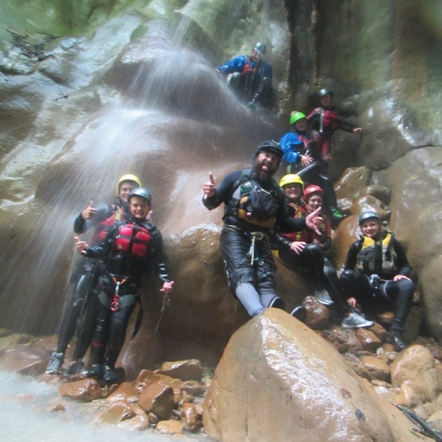  Everyone under the waterfall 