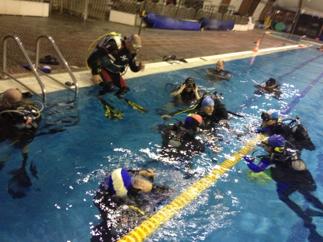  In the swimming pool during a course 
