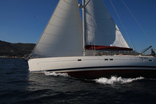  with the wind in the stern