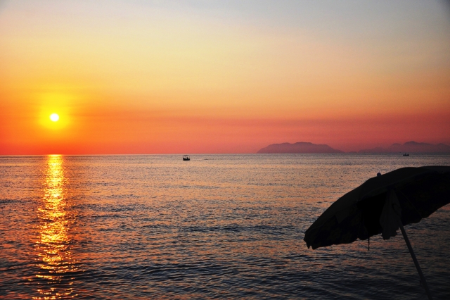  夕阳下的大海 