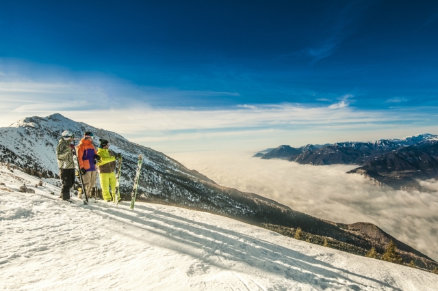 Skiers on Monte Baldo 
