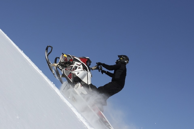 On board the snowmobile 
