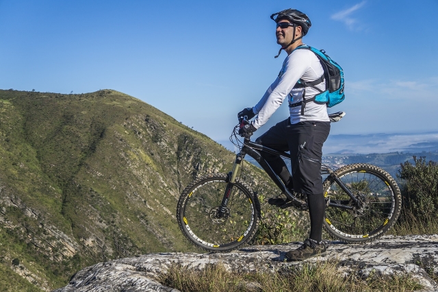  By mountain bike