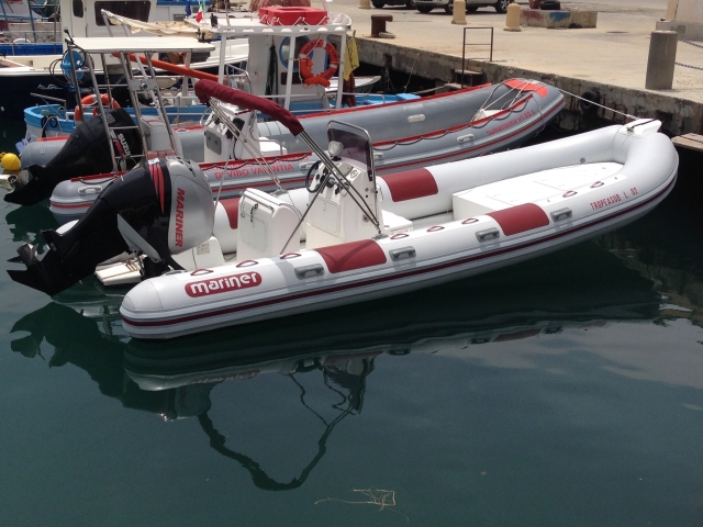  one of our inflatable boats for fishing trips 