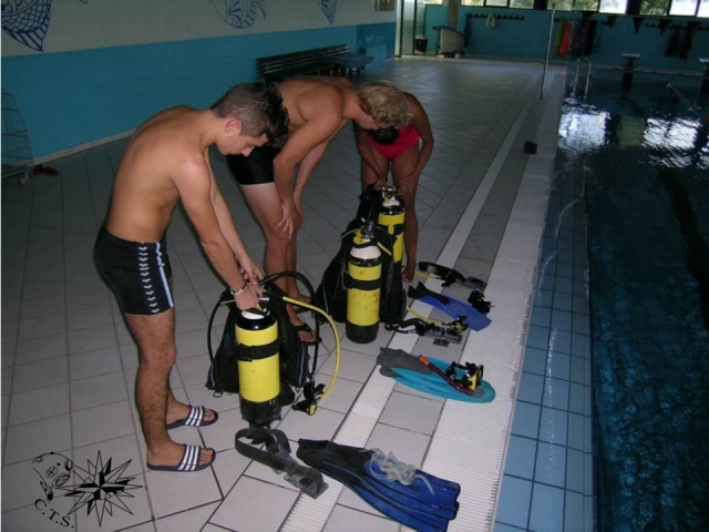 trying the equipment 