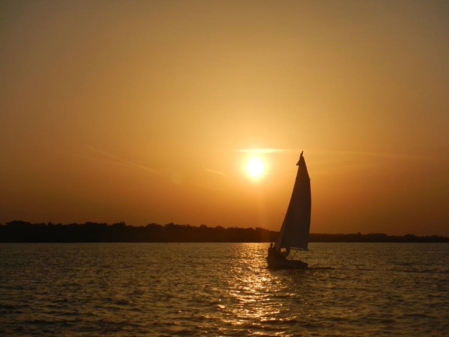 Muito no pôr do sol 