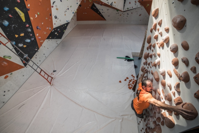  One of our experts tests one of our steep walls 
