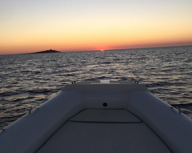  In dinghy at sunset 