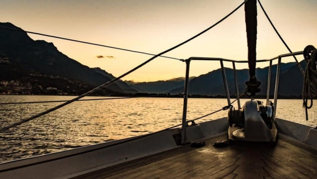  by boat at sunset 