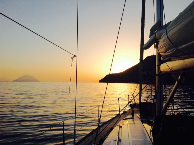  Sunset on a boat