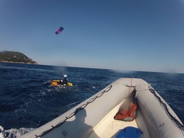 Kite exercises from the boat 