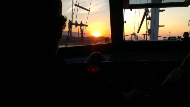  On the boat at sunset