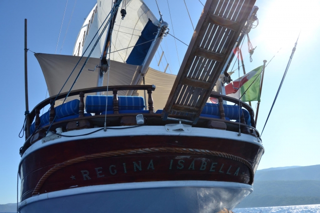  At sea