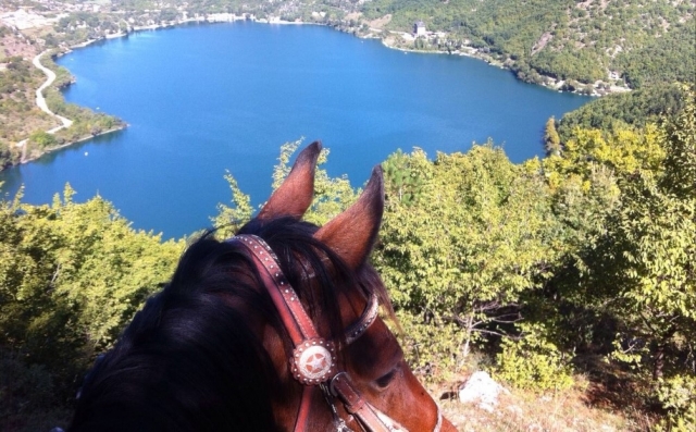  on horseback on Lake Scanno 