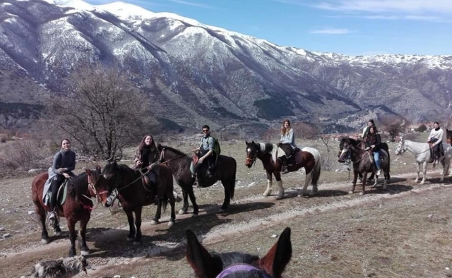  on horseback in the Abruzzo mountains