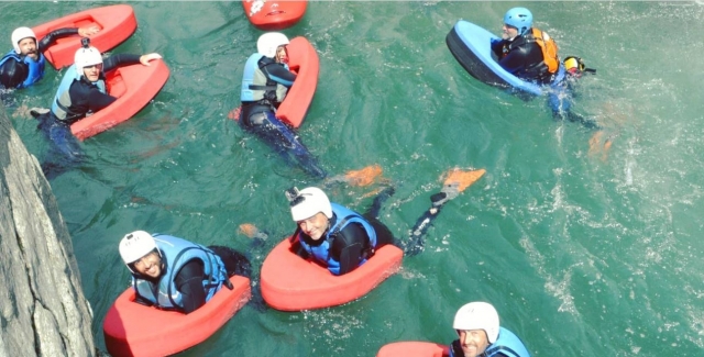Il gruppo in acqua