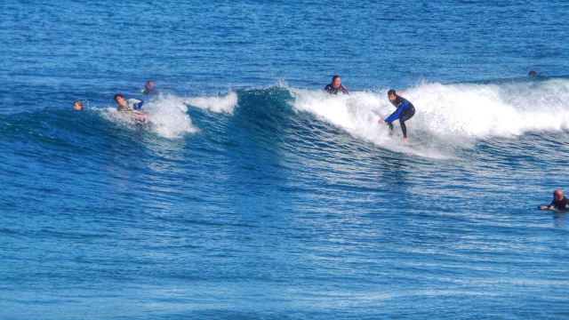 In the waves 