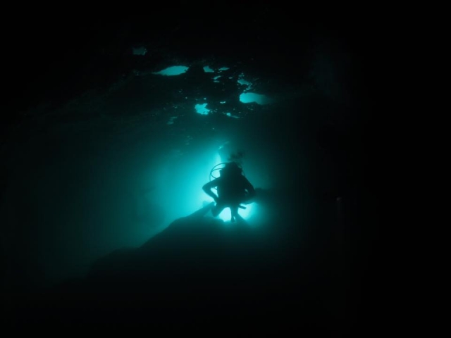  in der Dunkelheit des Meeresbodens 