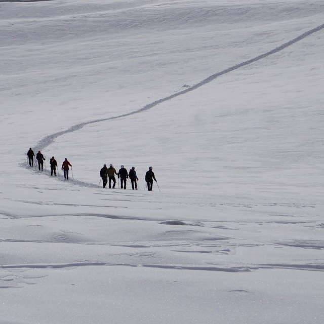 ciaspolata tra la neve