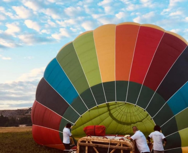  the inflation of the balloon 