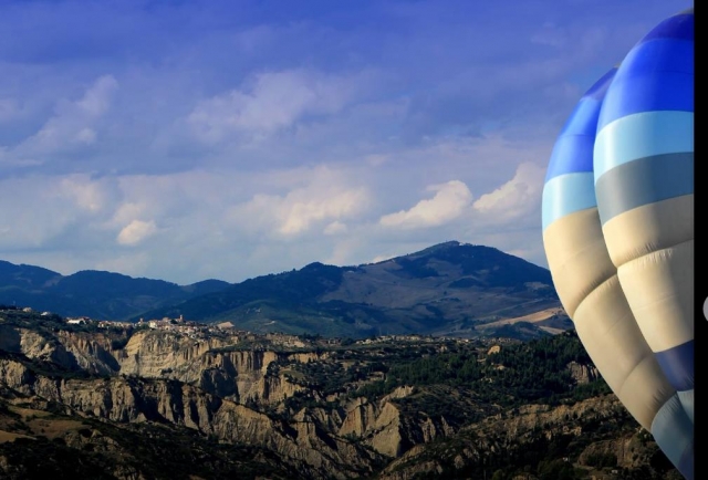 on the Lucanian badlands in a hot air balloon 