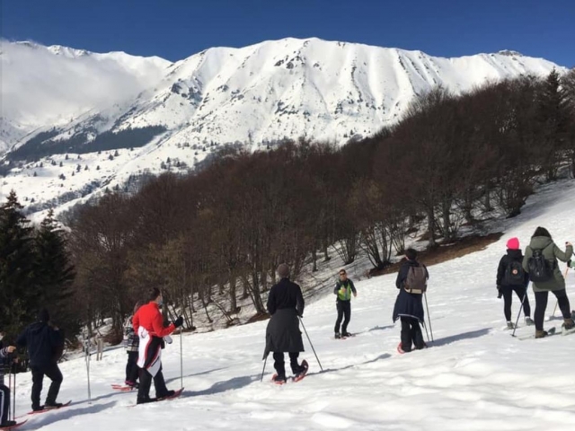 snowshoeing with the group 