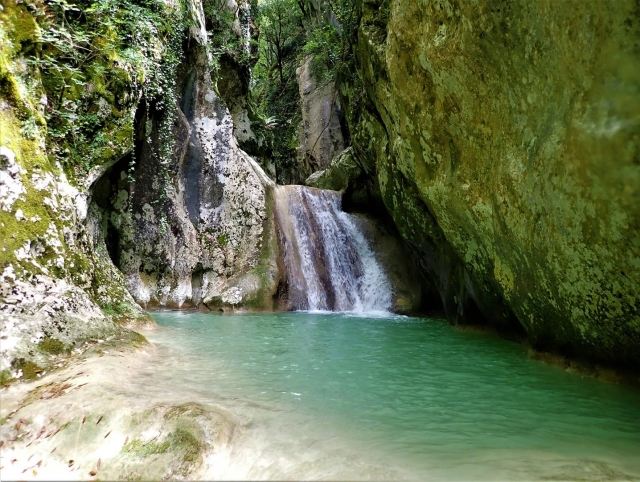  landscape of waterfalls and natural slides 
