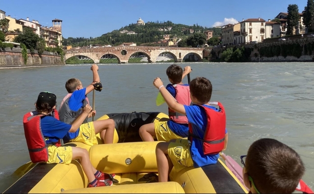 children on the raft 