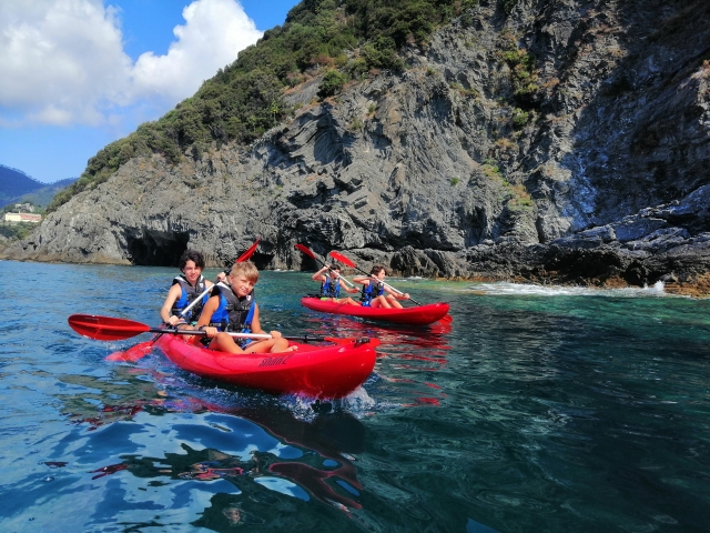  by kayak in the crystal clear waters 