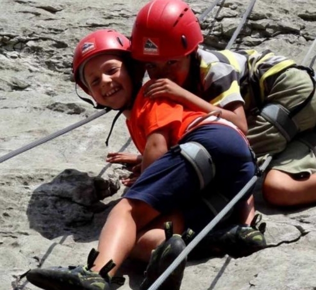 family climbing