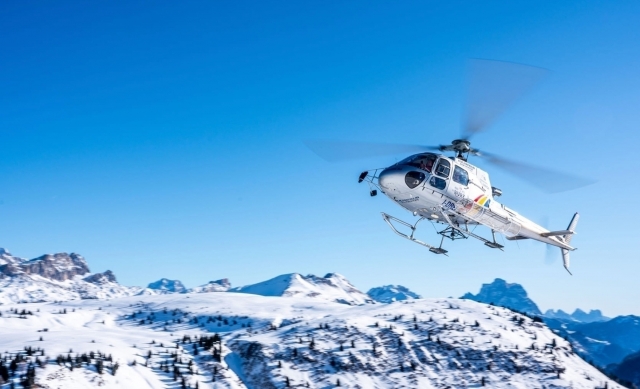  helicopter flight in the dolomites