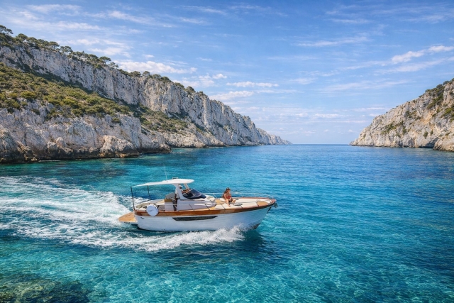 Sailing in the crystal clear waters 
