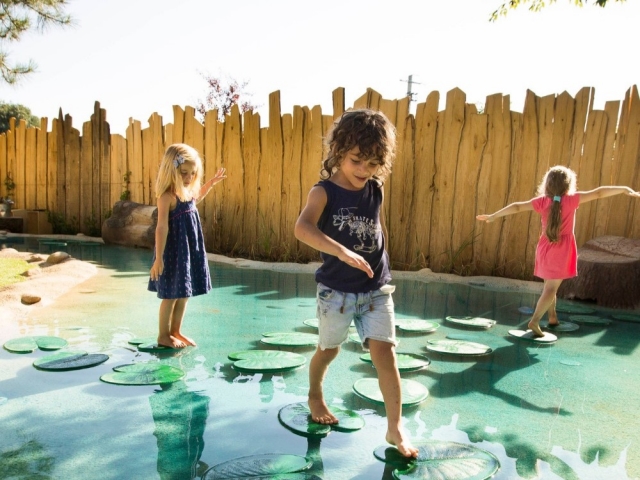 Playing in the water at Leolandia 