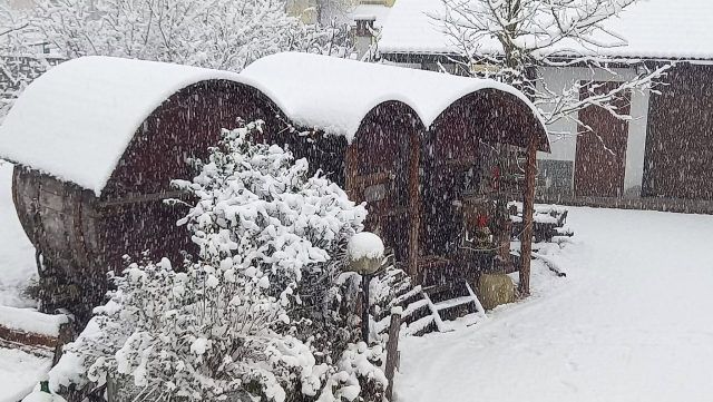 The barrels under the snow