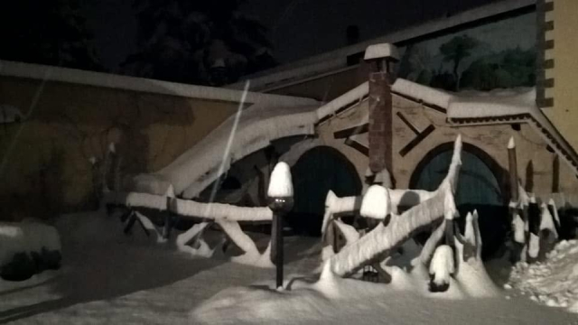  The Hobbit house at night under the snow