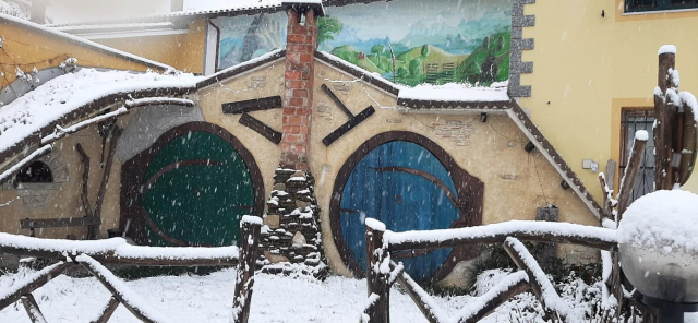  The Hobbit house in the snow
